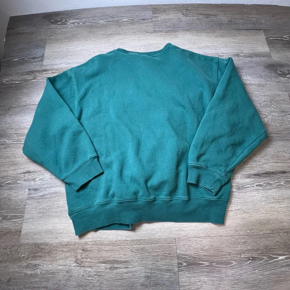 Gap Sweatshirt Unisex Large Green Logo Crewneck Relaxed Fit Pullover Fleece